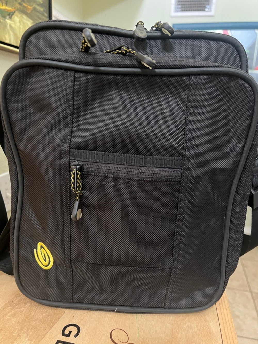 Timbuk2 Black Men's Compact Crossbody Bag with Yellow Accent
